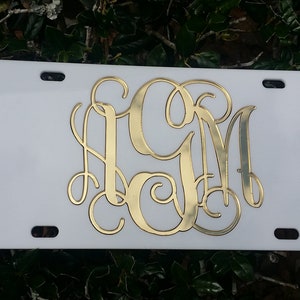 Custom &quot;WHITE&quot; License Plate, Car Tag, Personalized Car Tag, Custom Front Plate, Monogram License, Personalized License Plate