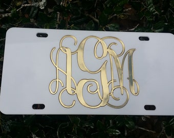 Custom "WHITE" License Plate, Car Tag, Personalized Car Tag, Custom Front Plate, Monogram License, Personalized License Plate