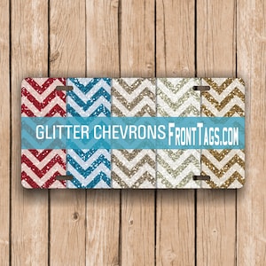 Glitter Chevron License Plate (Faux Glitter Imprint-Not Real Glitter)