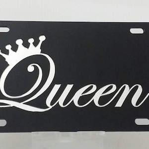 Queen License Plate, Laser Cut, Mirror License Plate
