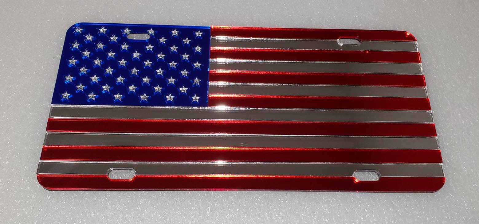 Mirror American Flag License Plate Etsy