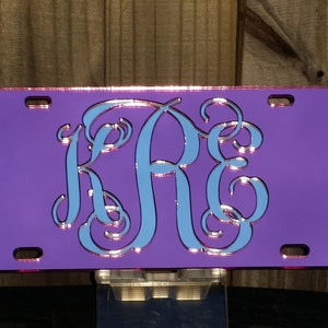 Custom Mirror "PINK" License Plate, Car Tag, Personalized Car Tag, Custom Front Plate, Monogram License, Personalized License Plate