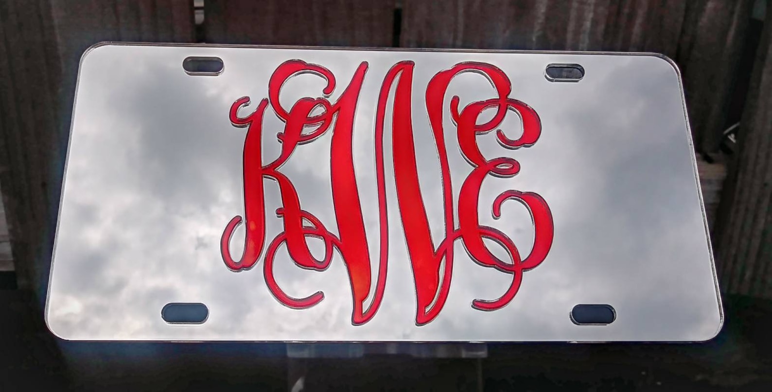 Custom Mirror Red License Plate Car Tag Personalized Car Etsy