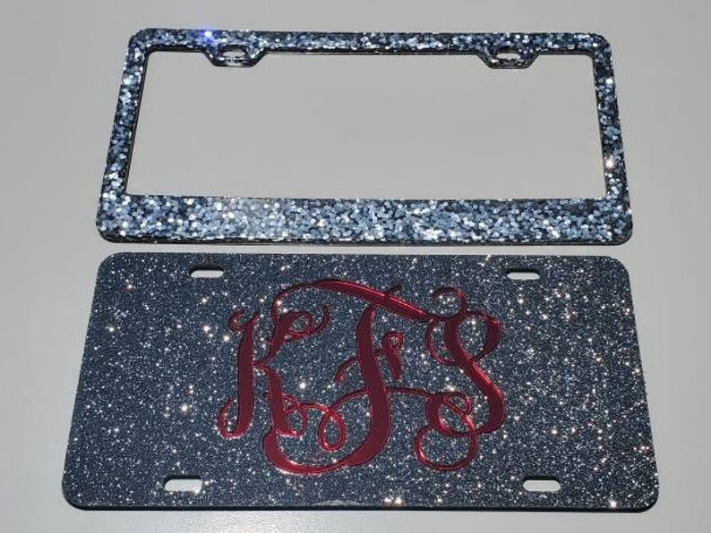 Silver Glitter License Plate Frame real Glitter Etsy