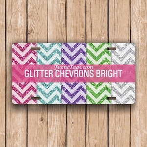 Glitter Chevron License Plate (Faux Glitter Imprint-Not Real Glitter)