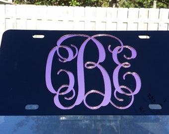 Custom Black License Plate, Car Tag, Personalized Car Tag, Custom Front Plate, Monogram License, Personalized License Plate
