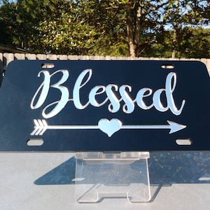 Blessed with Arrow Car Tag
