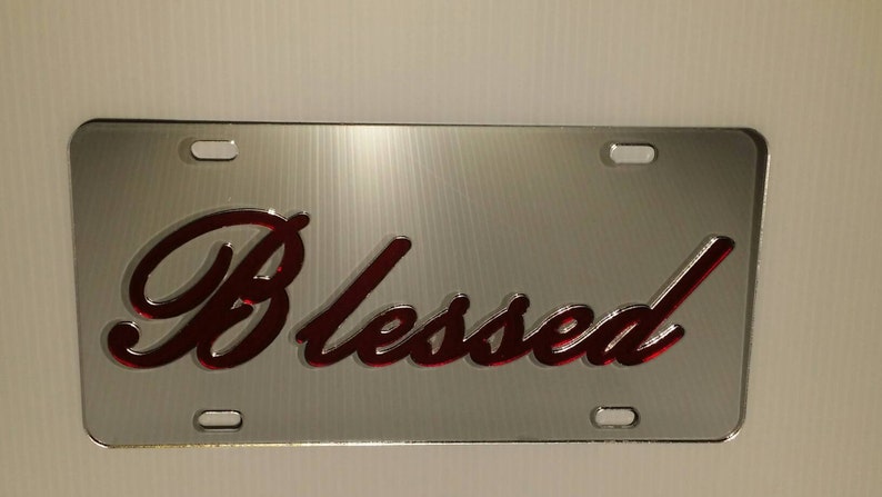 Blessed Life Custom Plastic Car Tag – Personalized Vinyl Overlay – Multiple Colors