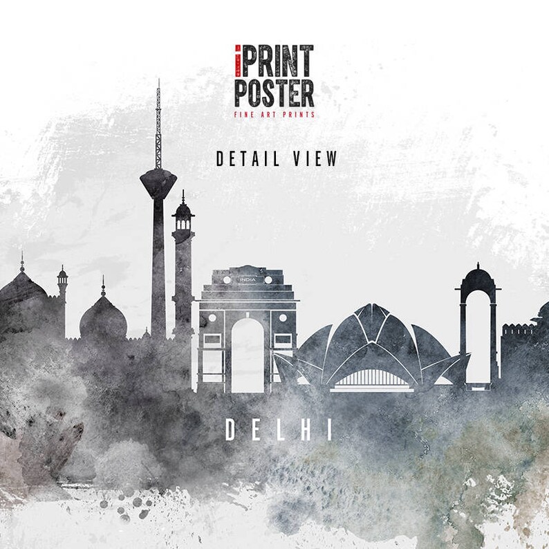 Delhi Poster Delhi Art Print Delhi Skyline Wall Decor Etsy