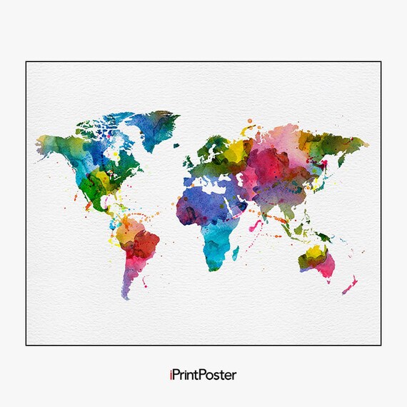 world map art world map poster large world map travel map | Etsy
