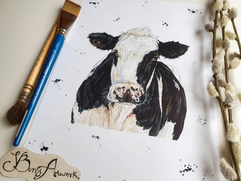 farming life Dairy cow art print agriculture print country living holstein friesian cattle moo farmhouse decor cows cow lover gifts