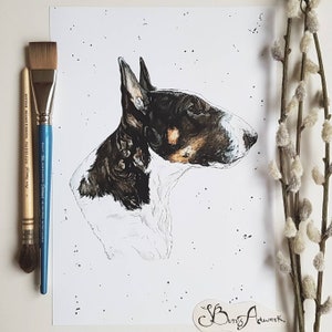 English Bull terrier dog print, dog mom, pet loss gifts, English bulldog, cute dog print, dog lover gift, fur baby, dog walker gift, dog art