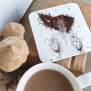 Set of 4 springer Spaniel coasters, Spaniel lover, dog lover gifts, funny dog print, dog mom, pet portraits, dog placemat, pet coaster, pets image 2