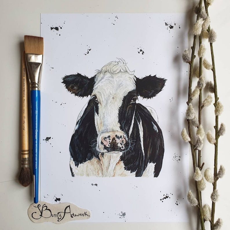 farming life Dairy cow art print agriculture print country living holstein friesian cattle moo farmhouse decor cows cow lover gifts