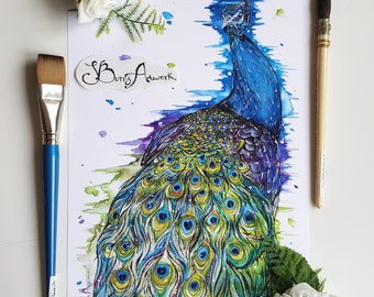 Peacock, Peacock feathers, Peacock decor, colorful prints, colorful decor, Peacock print, bird decor, Bird print, Peacock gift, peacock art