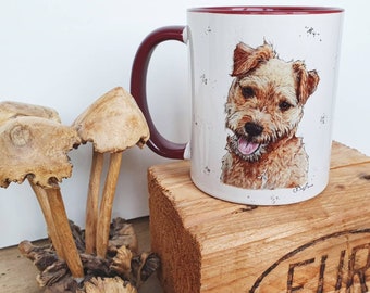 Rough coated Patterdale terrier coffee mug, dog lover gifts, tan Patterdale, terrier owner gift, cute dog mugs, dog mom, pet portrait