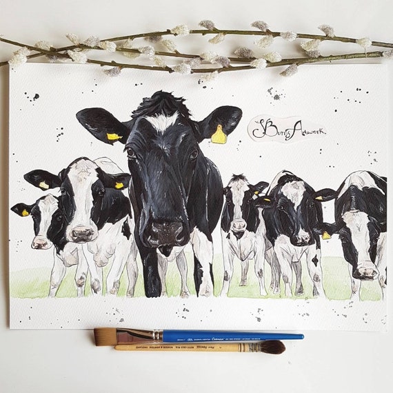 farming life Dairy cow art print agriculture print country living holstein friesian cattle moo farmhouse decor cows cow lover gifts