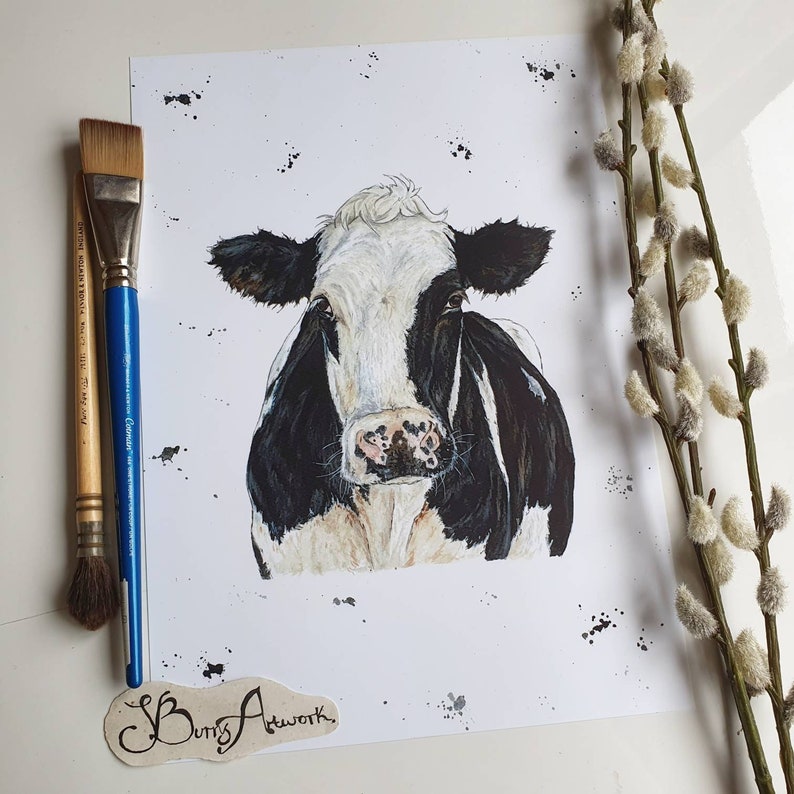 farming life Dairy cow art print agriculture print country living holstein friesian cattle moo farmhouse decor cows cow lover gifts