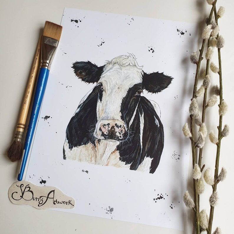 farming life Dairy cow art print agriculture print country living holstein friesian cattle moo farmhouse decor cows cow lover gifts