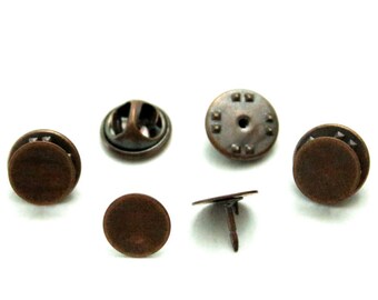 20 pcs, 10 mm Glue Pad Tie Tacks Blanks, Copper Color Tie Tacks