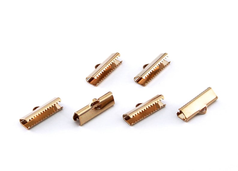 10 pcs 24k Shiny Gold Plated 6x20 mm Ribbon Crimps End Finished