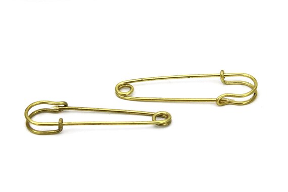 Raw Brass 60 mm Safety Pin Findings, Brooch Pin Ba