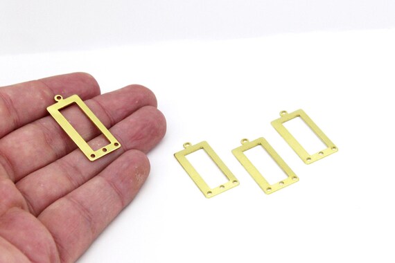 40x6x0.80mm M01482 Brass Rectangle Bar 12 Textured Raw Brass Stamping Blanks With 2 Holes Necklace Bar