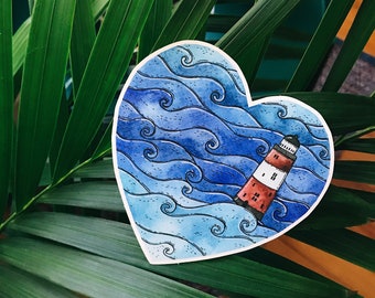 Sea Heart vinyl waterproof matte sticker