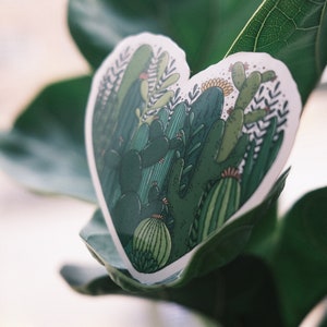 Cacti Heart glossy vinyl sticker image 6