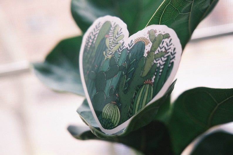 Cacti Heart glossy vinyl sticker image 6