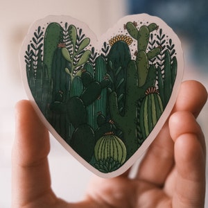 Cacti Heart glossy vinyl sticker image 2