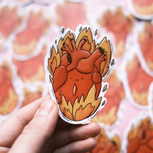 Burning Heart vinyl matte waterproof sticker