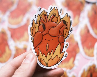 Burning Heart vinyl matte waterproof sticker