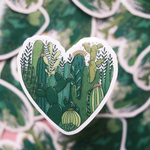 Cacti Heart glossy vinyl sticker image 3