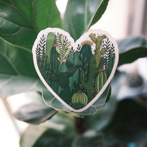 Cacti Heart glossy vinyl sticker image 5