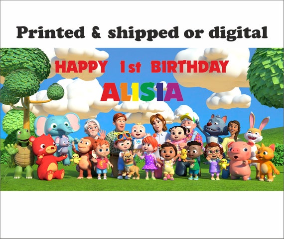 Vinil banner Printed and shipped or digital Cocomelon Birthday Backdrop