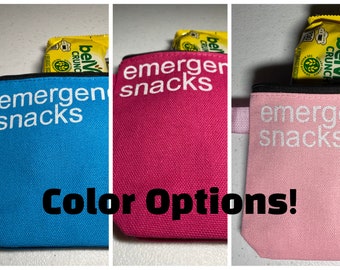 Emergency Snacks Zippered Canvas Travel Pouch | Snack Storage | Carryon | Luggage | Travel | Reusable Snack Bag | New Size | Multiple Colors
