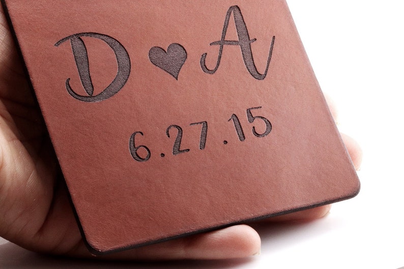 Mariage Anniversaire Dessous De Verre En Cuir Personnalise Etsy