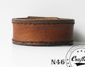 Thick leather bracelet, Hand-stitched armband, Wristband Cuff, Mens bangle, Rustic, Custom Size, Jewelry, Craftive