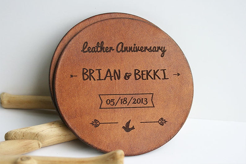 Leather Coasters Leather Anniversary Gift 3rd Anniversary Etsy