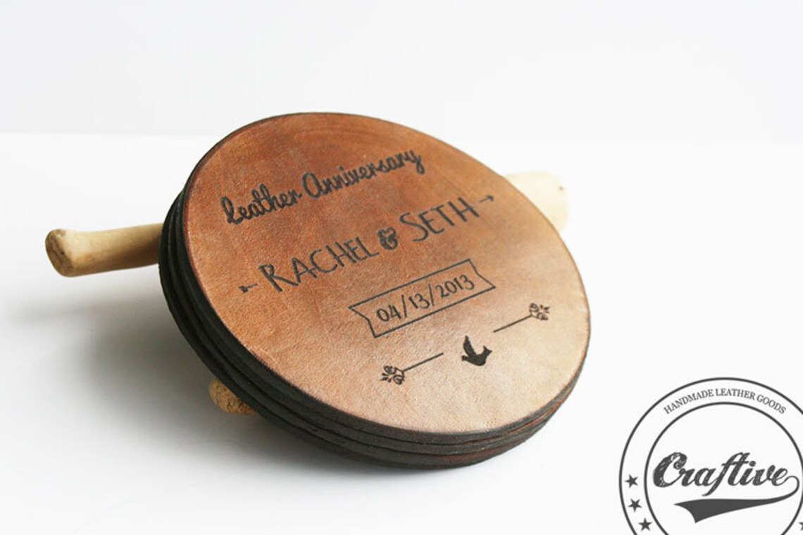 Leather Coasters Leather Anniversary Gift 3rd Anniversary Etsy