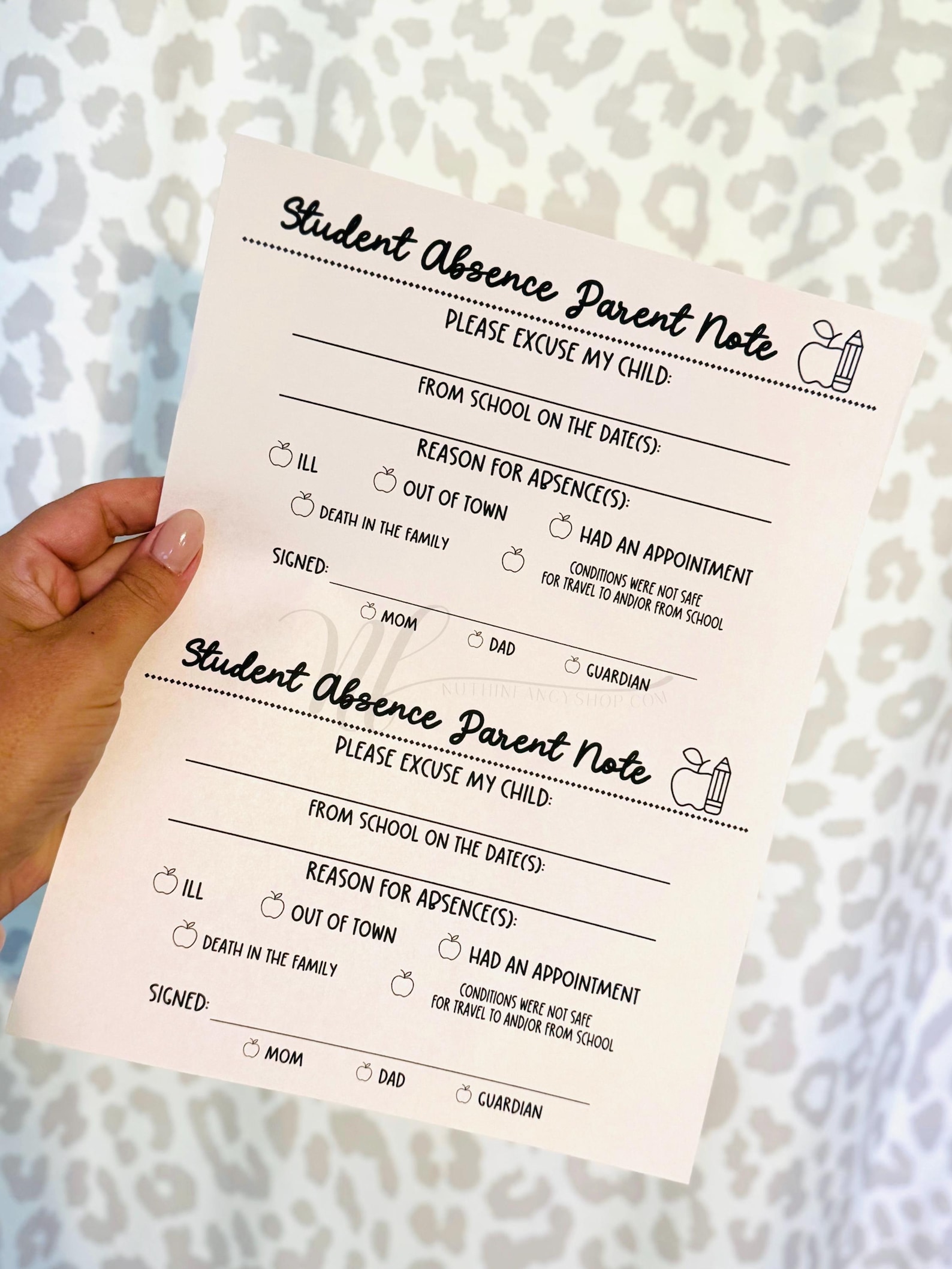 Note From Parent School Teacher Excuse | Note to School Template | School Note From Home ...