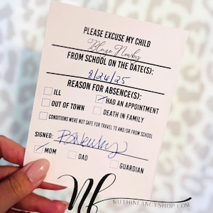 School Teacher Excuse | Note to School Template | School Note From Home | Note for School | Parent Mail | Parent Note to Teacher | Printable