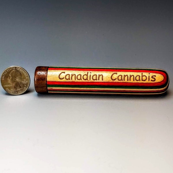 Canadian Cannabis, Colorful Wooden Joint Keeper, Doob Tube, Marijuana box, Joint box, stash box, 4 different colors, small wooden stash box