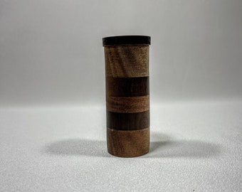 Round Wood Tube Box, Unique  Woods store, Pills, Needles and Pins, Buttons, Goody Box, Knick Knacks, Great Gift Box,  Friction Fit top, 19TB