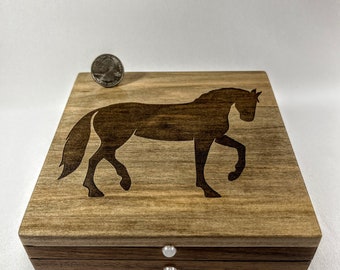 Horse Engraved Wooden Knick-Knack Box, Night Table Box,  Jewelry and Watch, Guitar Picks Box, Unusual Design Box, Change Box, Gift  Box71