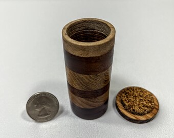 Round Wood Tube Box, Unique  Woods store, Pills, Needles and Pins, Buttons, Goody Box, Knick Knacks, Great Gift Box,  Friction Fit top, 10TB