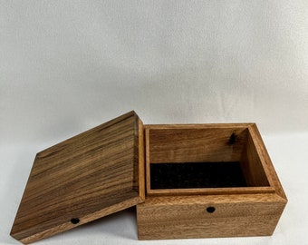 Mahogany and Walnut, Knick-Knack Box, Night Table Box,  Jewelry / Watch Box, Unusual Design, Change Box, Gift  Box85