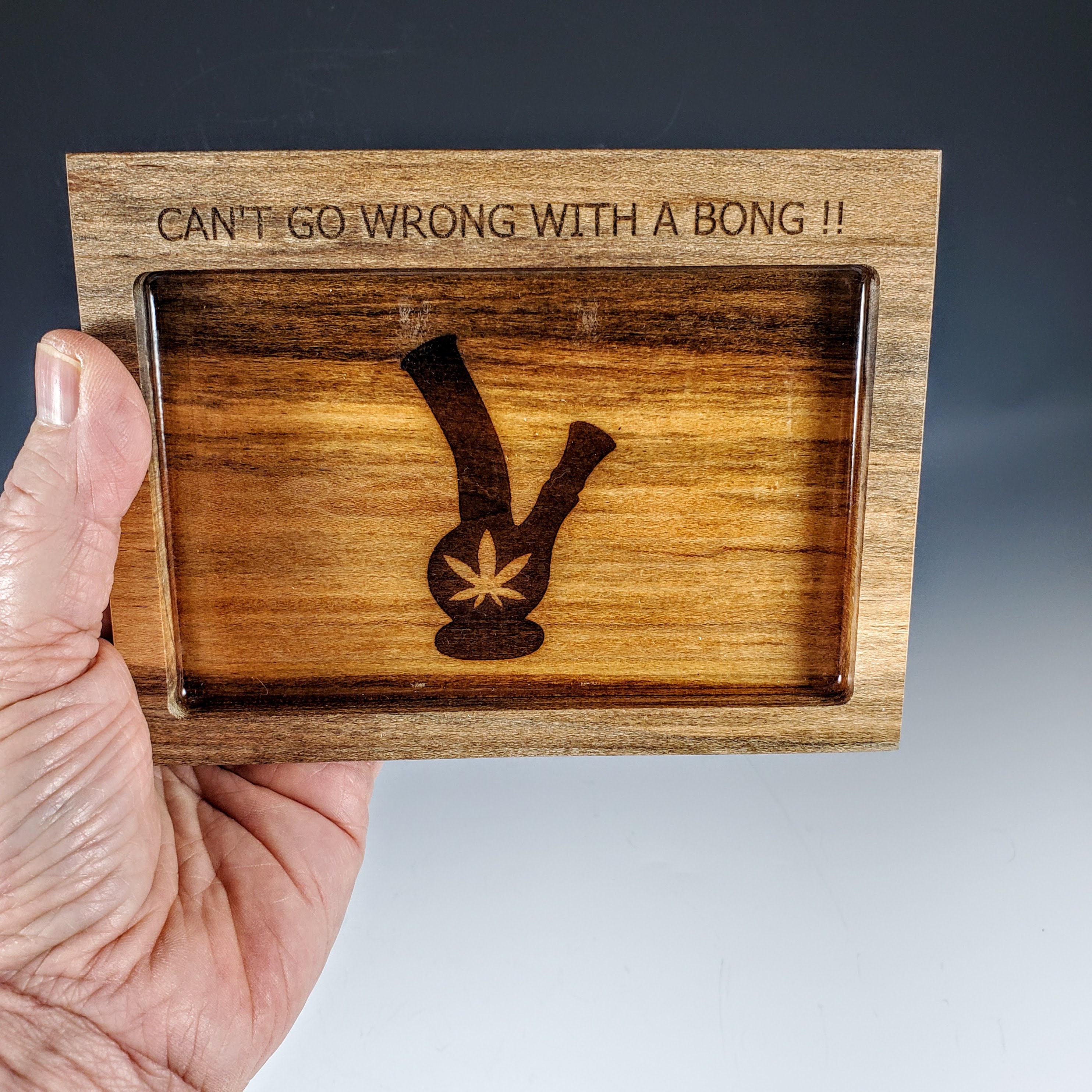 Bong Themed Joint Rolling Tray Natural Wood rolling tray Etsy
