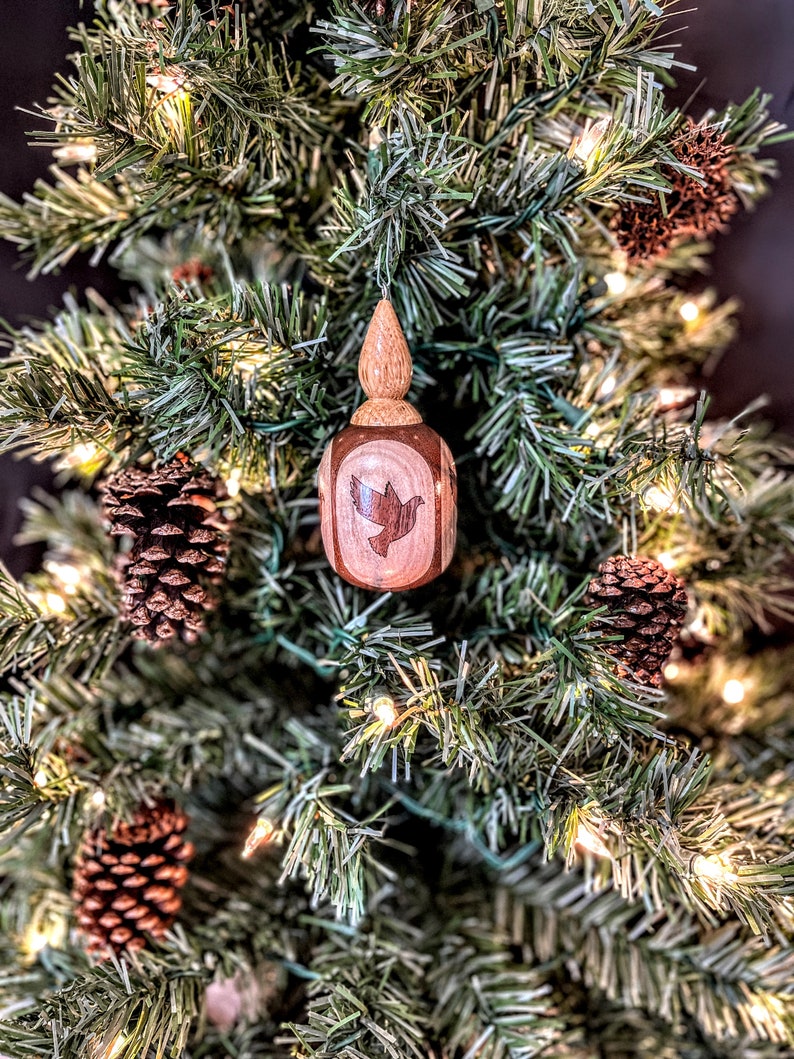 Dove Inlay, Wooden Ornament Holiday Heirloom Quality, Beautiful Domestic and Exotic Hardwoods, Christmas Decor, Unique Gift 250 image 6